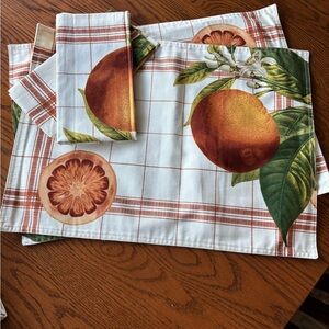 Williams and Sonoma Blood orange napkin and placemat set